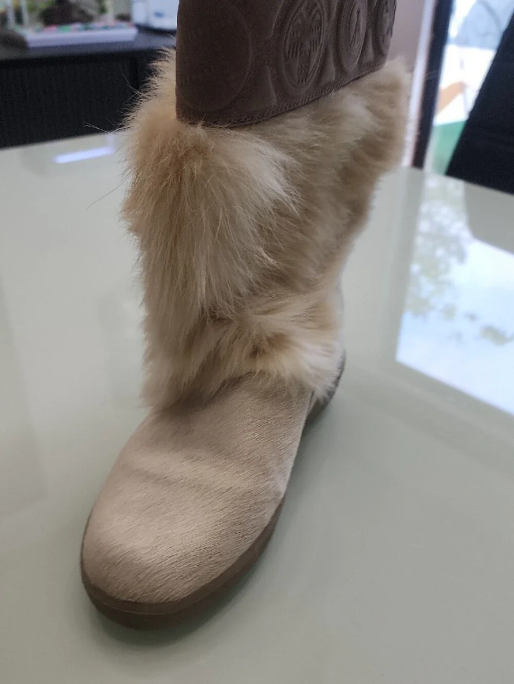 PAJAR Real Fox fur snow wintTan Faux Fur Winter Boots with Decorative Band